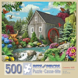 Bits and Pieces - 500 Piece Jigsaw Puzzle for Adults - Country Mill - Wildlife Stream 500 pc Jigsaw by Artist Alan Giana