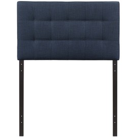 Modway Lily Tufted Linen Fabric Upholstered Twin Headboard in Navy