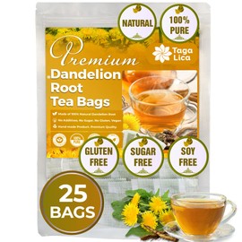 Tagalica, Premium 25 Dandelion Root Tea Bags, 100% Natural & Pure from Dandelion Root, Eco-Conscious Tea Bags, Herbal Tea. No Sugar, No Caffeine, No Gluten, Vegan.