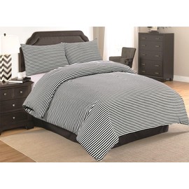 NIYS Luxury Bedding Single Bed Duvet Cover Set - Soft Breathable Polycotton Duvet Cover with matching pillow case - Bedding Quilt Cover Set (Black/White)