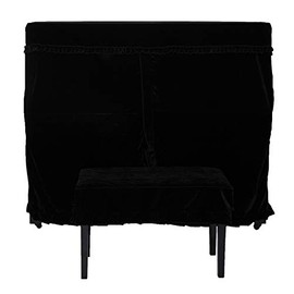 ESYUEL Full Piano Cover Cloth Art More Pleuche Decorated with Macrame for Universal Upright Vertical Piano Upright Piano Universal 118-131 be Universally（not include chair cover） (153cm/60.2in, Black)