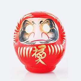 Daruma Japanese Amulet 12 cm Papier Mache Size 2 (Red)