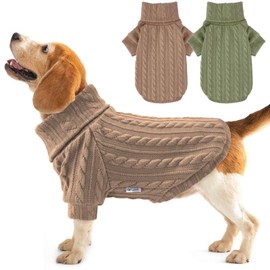 XPUDAC 2 Pack Sweater Knitted Sweatshirt Turtleneck Warm Cold Weather Clothes for Small Medium Dogs-X-Large