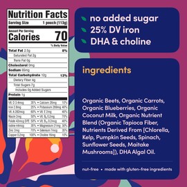 Cerebelly Organic Baby Food Pouches – Organic Veggie Purees for Toddlers | No Added Sugar, Fiber, Non-GMO | Blended Toddler Food | 4oz BPA-Free Baby Food | Beet Carrot Blueberry | 12 Count