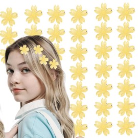 Yellow Flower Hair Clips for Girls 20Pcs Japanese Cherry Blossoms Hair Pin Cute Floral Hair Accessories for Toddler Girls Thin Short Hair Barrettes for Kids Kawaii Sakura Flowers Headpiece for Women