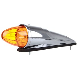 LBRST 1 x 17 LED Chrome Truck Roof Lights Amber Torpedo Cab Marker Roof Running Top Lights Assembly Heavy Duty Trucks Replacement for Peterbilt/Freightliner/Mack Amber Lens