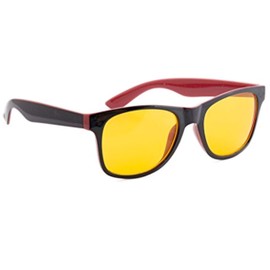 4sold Anti Glare Glasses Night Driving Yellow Lens Glasses, Tortoise Shell Brown Frame, Men, Women, Unisex (Red Black Night)