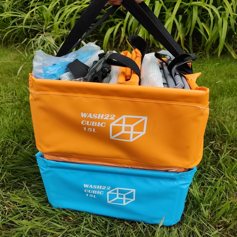 WASH22 Cubic 15L Folding Collapsible Camping Washing Up Basin Bucket