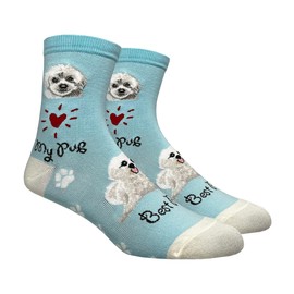 FineFit Women's My Pup Theme Novelty Dog Socks (Maltipoo)