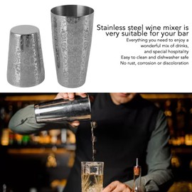 Stainless Steel Engraved Cocktail Shaker Martini Shaker Boston Bar Mixer American Japanese Style Silver Mixing Cup for Home Bar Party (Bottomless)