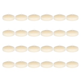 Mega Candles 24 pcs Unscented Ivory Floating Candles, Hand Poured Wax Candle 3 Inch Diameter, Home Décor, Wedding Receptions, Baby Showers, Birthdays, Celebrations, Meditations, Spas
