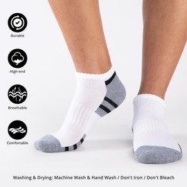 COOVAN Mens 12 Pack Athletic Ankle Socks, Mens Cushioned Comfortable Low Cut Sock 12 Pairs