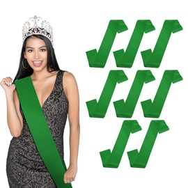M METERXITY 8-Pack Blank Satin Sash, 3.8" x 63" Party Accessory Plain Sashes for Wedding/Birthday/Pageant/Party Decorations/DIY Sash/Graduation Ceremony [Green]