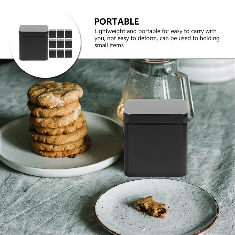 HEMOTON 10pcs Metal Tin Square Tea Containers Portable Loose Leaf