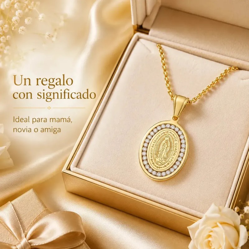 Collar De Oro Plata 925 Mujer Con Virgen De Guadalupe