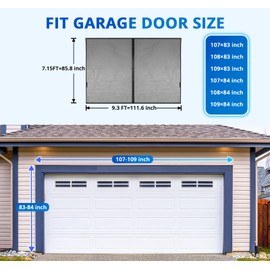 Garage Door Screen for 1 Car 9x7FT, Magnetic Screen Garage with Retractable Fiberglass Mesh and Heavy Duty Weighted Bottom, Easy Assembly & Pass, Hands Free Screen Door w/ 40 Magnets for Garage/Patio