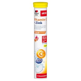 Doppelherz Vitamin C + Zinc with Blood Orange Pomegranate Flavour | For the normal functioning of the immune system and cell protection, good dissolving, 15 effervescent tablets