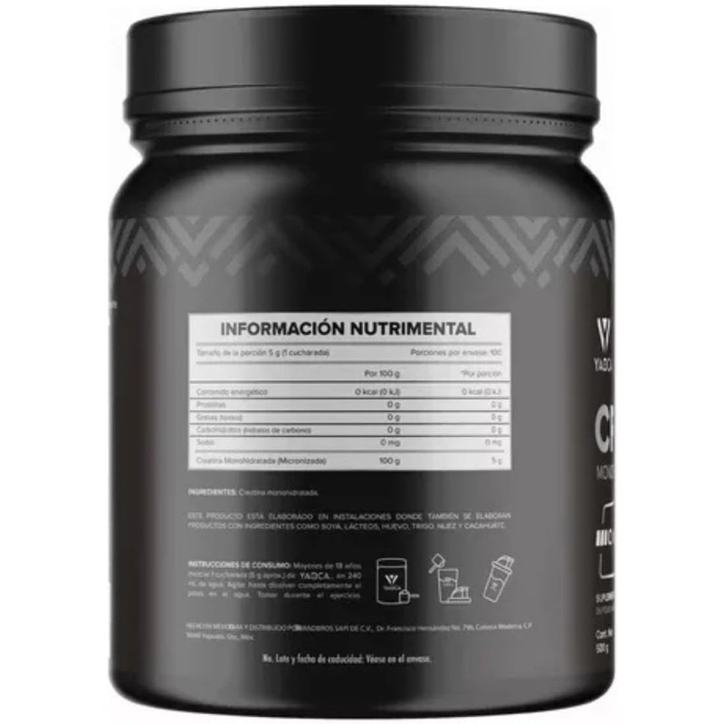 Yaoca Creatina Monohidratada en Polvo, Envase con 500 g de