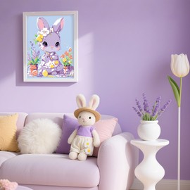 Paint by Numbers Kit for Kids, Purple Paint by Numbers Rabbit, Cute Animal Paint by Numbers for Kids Ages 4-8(Without Frame), Acrylic Easy Painting by Number On Canvas Gifts for Children 16x20 Inch