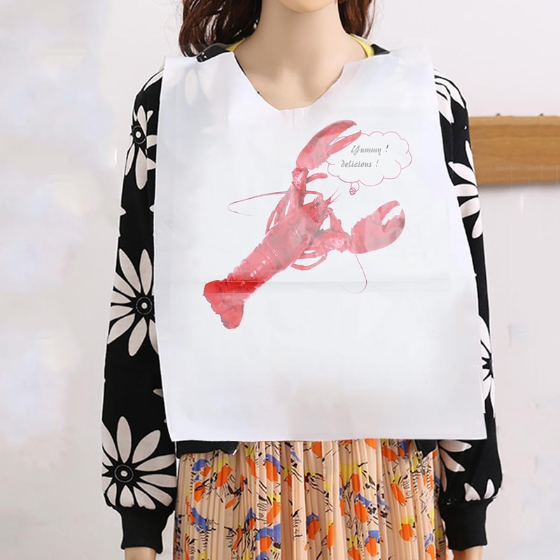 Disposable Bibs: 100PCS Plastic Crawfish Bibs Crab Lobster Bibs for