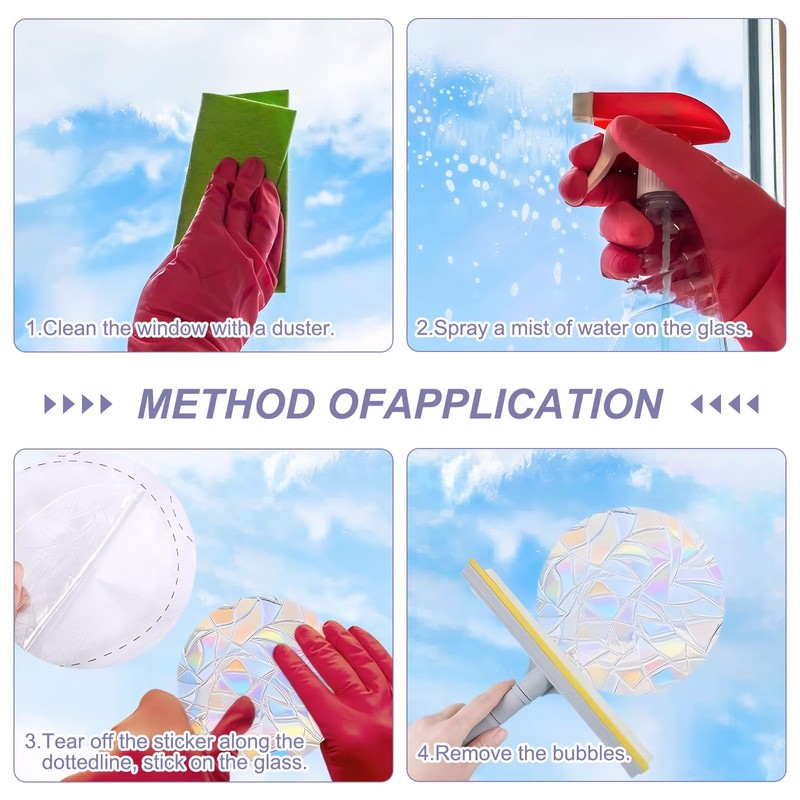 Pack of 53 Suncatcher Stickers, Rainbow Foil Window, Anti-Collision Window