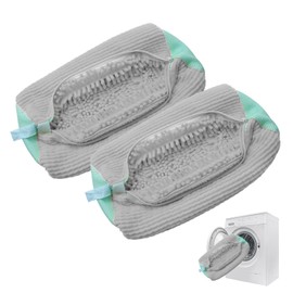 Henkion Reusable Shoe Washing Bag for Washing Machine & Dryer, 360° Cleaning Durable Zipper Laundry Bag - Universal Fit for Sneakers, Slippers, All Shoes (Grey, 2Pcs)