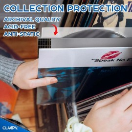 Claev 100 Anti Static Inner Record Sleeves for Vinyl LP Records (12 inch, Square, Tran