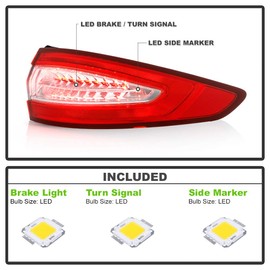 ACANII - For 2013-2016 Ford Fusion S|SE Factory Style LED Tail Light Brake Lamp Replacement Outer Right Passenger Side