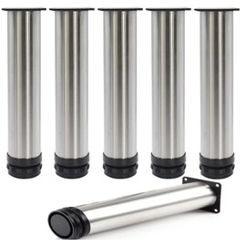 LATERN 6Pcs Adjustable Furniture Legs, 18CM Stainless Steel Furniture Feet for Kitchen Cupboard Sofa Beds Cabinet Worktop Unit Breakfast Bar Desk Table - 5CM Dia