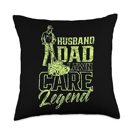 Lawn Care Gardening Lawn Mowing Gardener Daddy Husband Dad Lawn Care Legend Cut Mower Mowing Grass Father Throw Pillow, 18x18, Multicolor