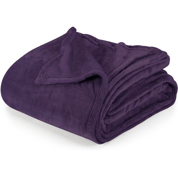 Utopia Bedding Purple Fleece Blanket Full Size Lightweight Fuzzy Soft