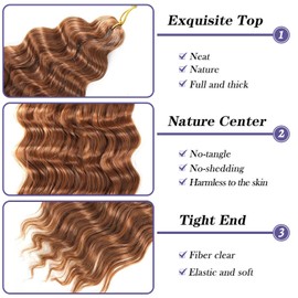 Datanala Ocean Wave Crochet Hair 30inch Deep Wave Curly Crochet Hair 1pack Deep Curly Braiding Hair Extensions Long Braids Deep wave Synthetic hair for Black Women (30#, 30Inch,Pack of 1)