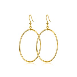Gold Plated Large Hoop Earrings for Women Sterling Silver Circle Hoop Dangle Drop Earrings for Women 50mm (50mm, gold)