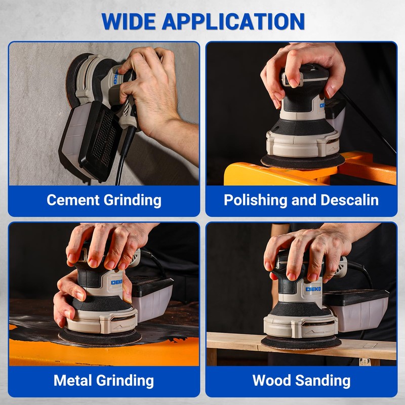 Orbital Sander Corded Hand Sander: DEKOPRO 5" Random Orbital Sander