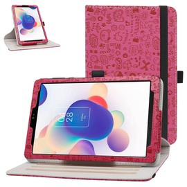 Bige for TCL Tab 8 SE 6048E Case,360 Degree Rotary Stand with Cute Pattern Cover for TCL TAB 8 LE Model 9137W /TCL Tab 8 Plus 9138S /TCL TAB 8 WiFi 9132X 8 Tablets,Rose Red
