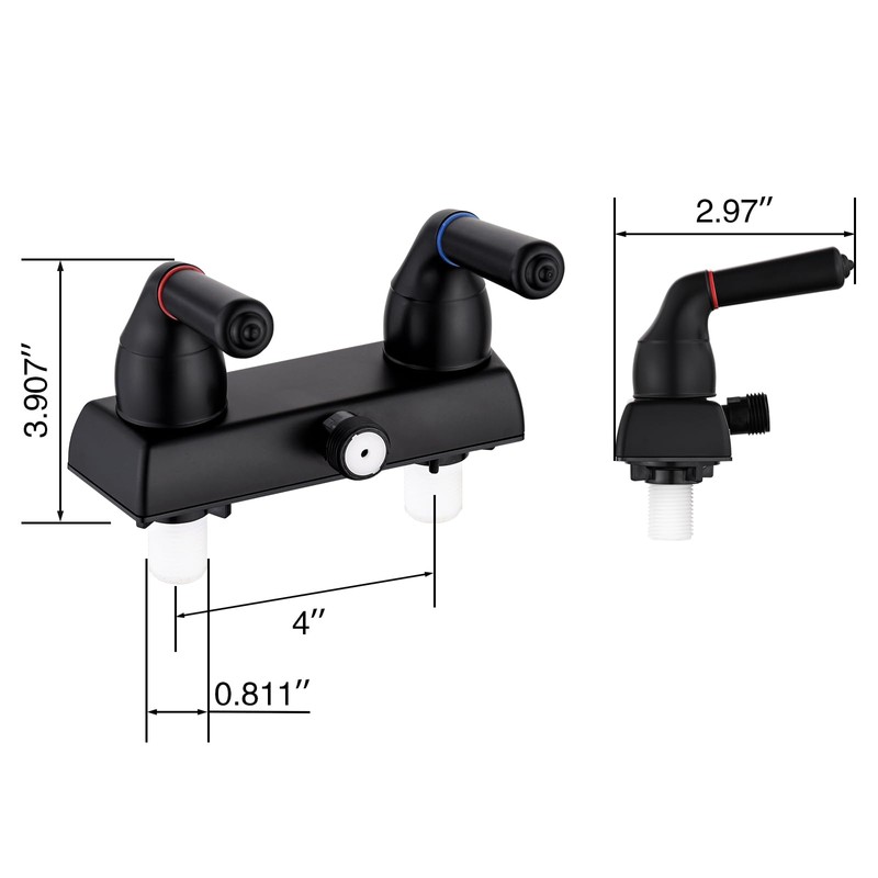 RV Shower Faucet - 4" Dual Lever Shower Valve Diverter