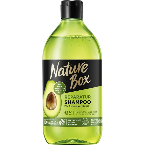Nature Box Shampoo, Vegan with Avocado Oil to Prevent Split Ends, Pack of 1 (1 x 385 ml)