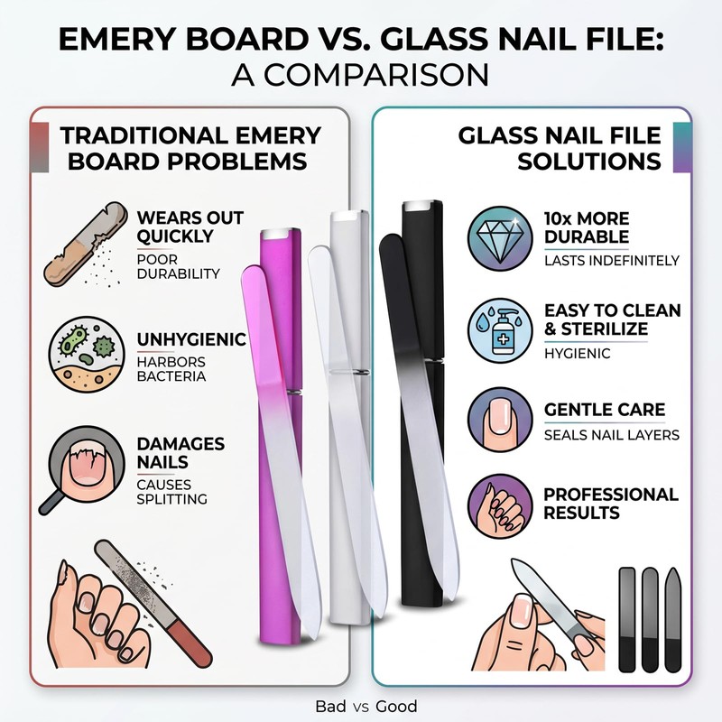 6 Pcs Glass Nail File Polisher Set for Natural Nails,