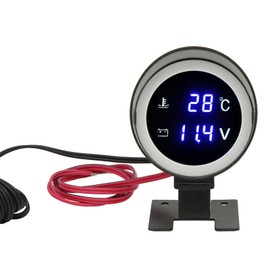 Digital Water Temperature Display, Akozon DC 9V-36V Round Blue Backlight Voltmeter Digital Water Temperature Display for Car ATV