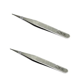 2pcs Precision Tweezer Set, Stainless Steel Tweezers with Fine Tip for Model Making, Electronic Repairing and DIY (TS-10)