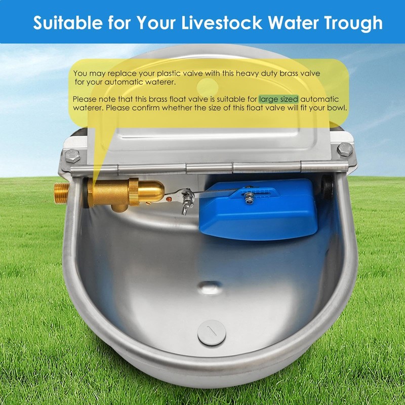 ZHEQOGZH Brass Float Valve 1/2 Inch, Livestock Water Tank Float