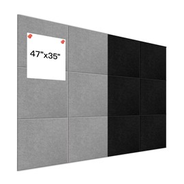 12 Pack Large Cork Board Alternative, 47" x 35" Bulletin Board, Felt Wall Tiles with Safe Removable Adhesive Tabs, Cork Boards for Walls Office School & Home
