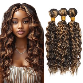BilltiiWW Ombre Blonde Loose Deep Water Wave Highlight P1B27 Deep Wave Bundles Black and Blonde two tone Brazilian Hair Wet and Wavy for Black Women 20 22 24 Inch