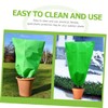 Sosoport 3pcs Plant Protective Cover Non-Woven Frost Bag Drawstring for