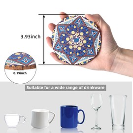 STARUBY Pack of 12 Cork Coasters, Cork Coasters for Drinks, Coasters for Coffee Table, Absorbent Coasters for Kitchen and Dining Room Decoration, Round, 10 cm in Diameter, Blue