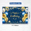 Navy Blue and Gold Happy Birthday Backdrop, Birthday Party Decorations