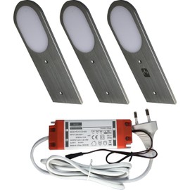 ACCE Aluminium body under-unit lights, kitchen, furniture cabinet lights, supper thin, including converter a spotlight with touch sensor switch, dimmable, neutral white or warm white (neutral white,