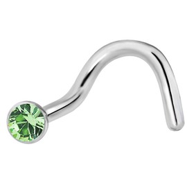 Forbidden Body Jewelry 18g Surgical Steel Green Crystal Gem Nose Screw