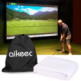 Aikeec Golf Simulator Impact Screen: 7mm Thickened Ultra-Clear Hitting Screen - with 32 Grommets (8.2ft x 8.2ft) for Indoor, Outdoor & Garage Training Swing