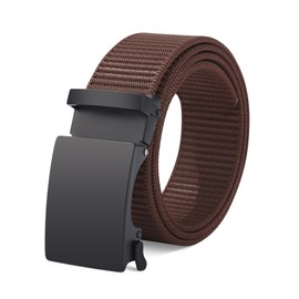 WELROG Men's Nylon Belt Outdoor Belt with Metal Buckle Sports Belt Without Holes Work Belt Men, brown